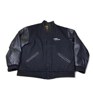 Game Sportswear Varsity Jacket Men XL Black Wool Leather Sleeves USA Vintage